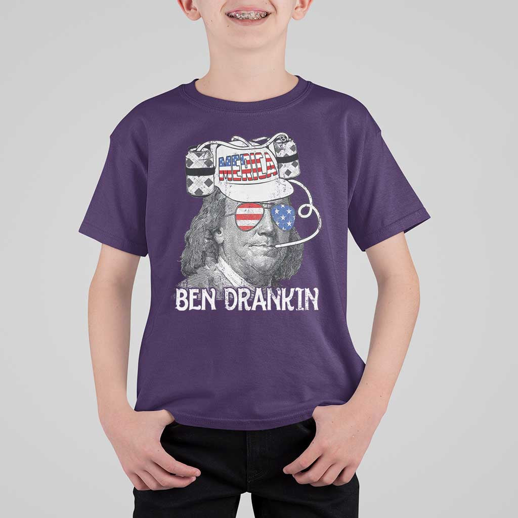 4th of July Ben Drankin T Shirt For Kid Funny Benjamin Franklin USA Flag - Wonder Print Shop