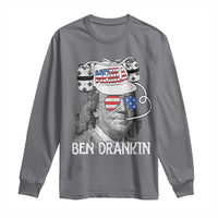 4th of July Ben Drankin Long Sleeve Shirt Funny Benjamin Franklin USA Flag - Wonder Print Shop
