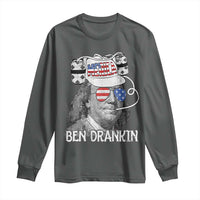 4th of July Ben Drankin Long Sleeve Shirt Funny Benjamin Franklin USA Flag - Wonder Print Shop