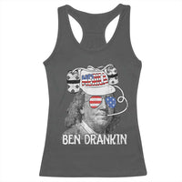 4th of July Ben Drankin Racerback Tank Top Funny Benjamin Franklin USA Flag - Wonder Print Shop