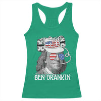 4th of July Ben Drankin Racerback Tank Top Funny Benjamin Franklin USA Flag - Wonder Print Shop