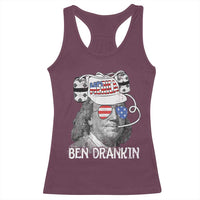 4th of July Ben Drankin Racerback Tank Top Funny Benjamin Franklin USA Flag - Wonder Print Shop
