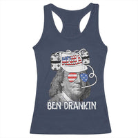 4th of July Ben Drankin Racerback Tank Top Funny Benjamin Franklin USA Flag - Wonder Print Shop