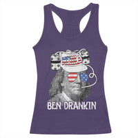 4th of July Ben Drankin Racerback Tank Top Funny Benjamin Franklin USA Flag - Wonder Print Shop