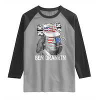 4th of July Ben Drankin Raglan Shirt Funny Benjamin Franklin USA Flag - Wonder Print Shop