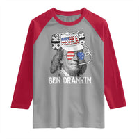 4th of July Ben Drankin Raglan Shirt Funny Benjamin Franklin USA Flag - Wonder Print Shop