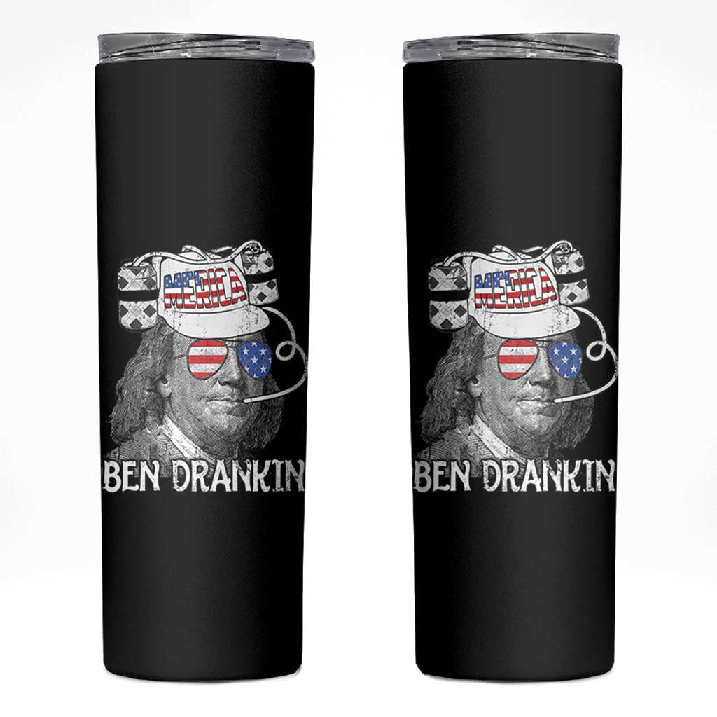4th of July Ben Drankin Skinny Tumbler Funny Benjamin Franklin USA Flag - Wonder Print Shop