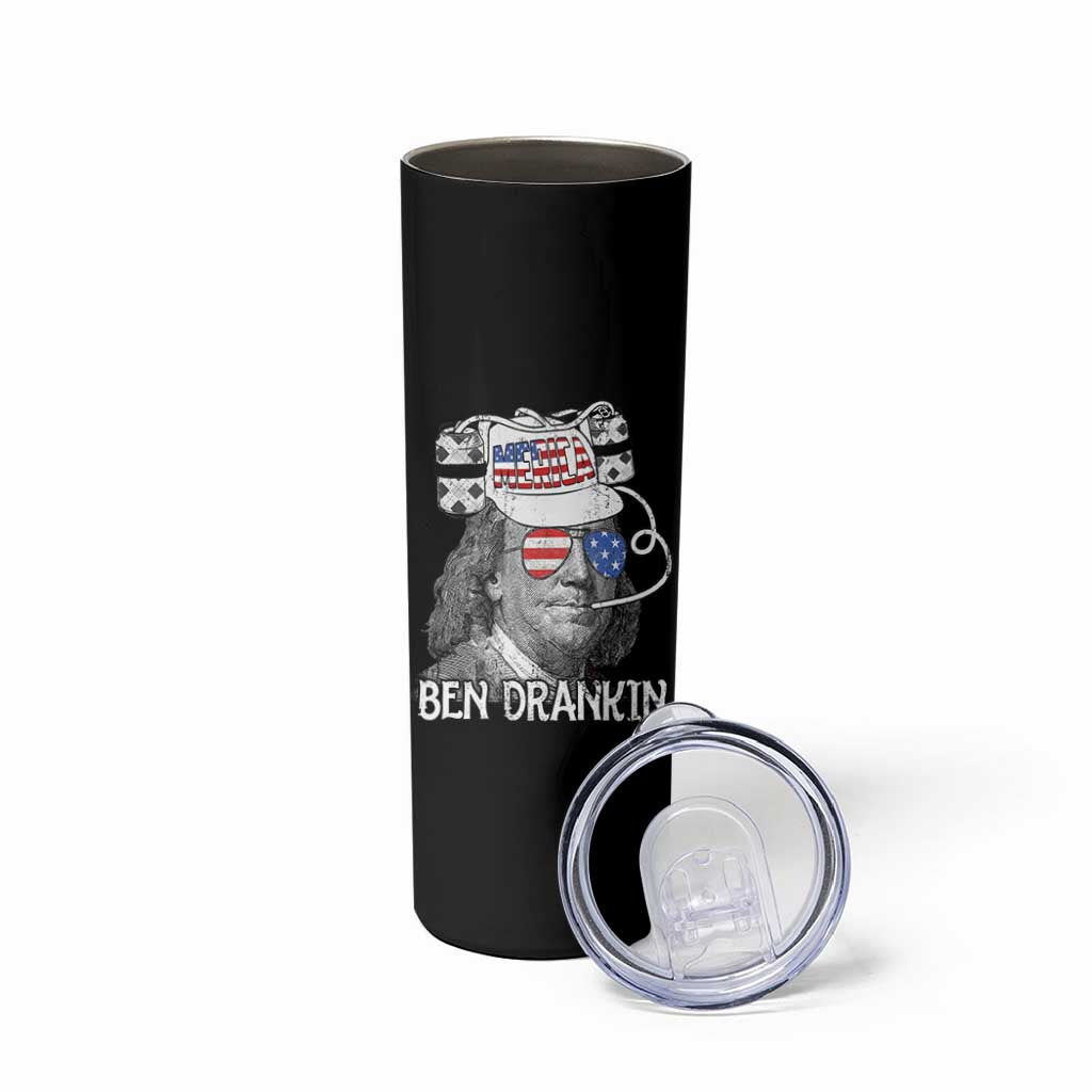 4th of July Ben Drankin Skinny Tumbler Funny Benjamin Franklin USA Flag - Wonder Print Shop