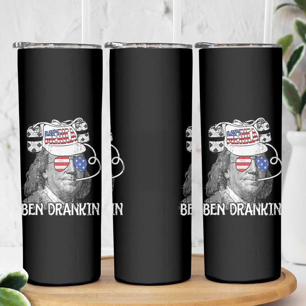 4th of July Ben Drankin Skinny Tumbler Funny Benjamin Franklin USA Flag - Wonder Print Shop