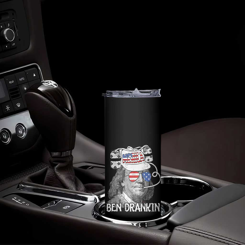 4th of July Ben Drankin Skinny Tumbler Funny Benjamin Franklin USA Flag - Wonder Print Shop