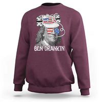 4th of July Ben Drankin Sweatshirt Funny Benjamin Franklin USA Flag - Wonder Print Shop