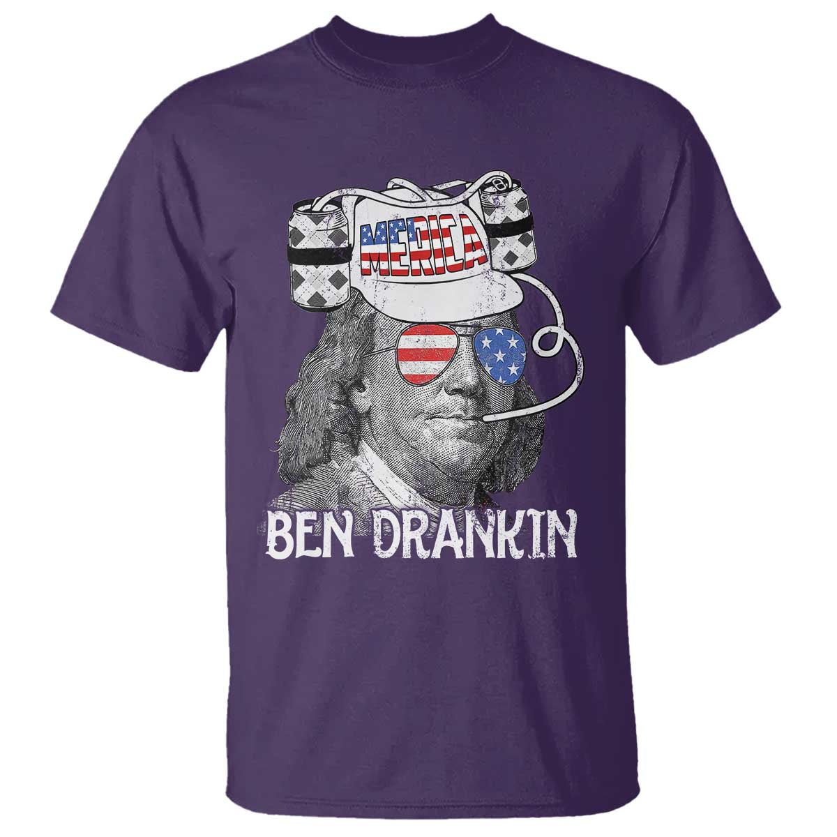 4th of July Ben Drankin T Shirt Funny Benjamin Franklin USA Flag - Wonder Print Shop