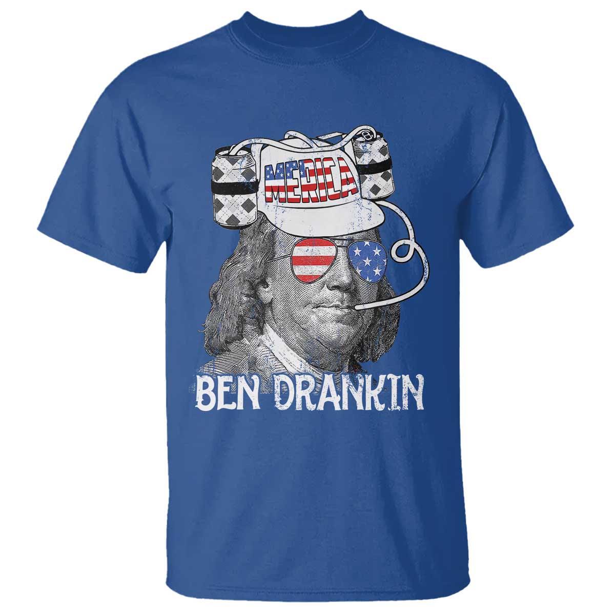 4th of July Ben Drankin T Shirt Funny Benjamin Franklin USA Flag - Wonder Print Shop
