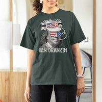 4th of July Ben Drankin T Shirt For Women Funny Benjamin Franklin USA Flag - Wonder Print Shop