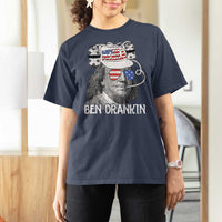 4th of July Ben Drankin T Shirt For Women Funny Benjamin Franklin USA Flag - Wonder Print Shop
