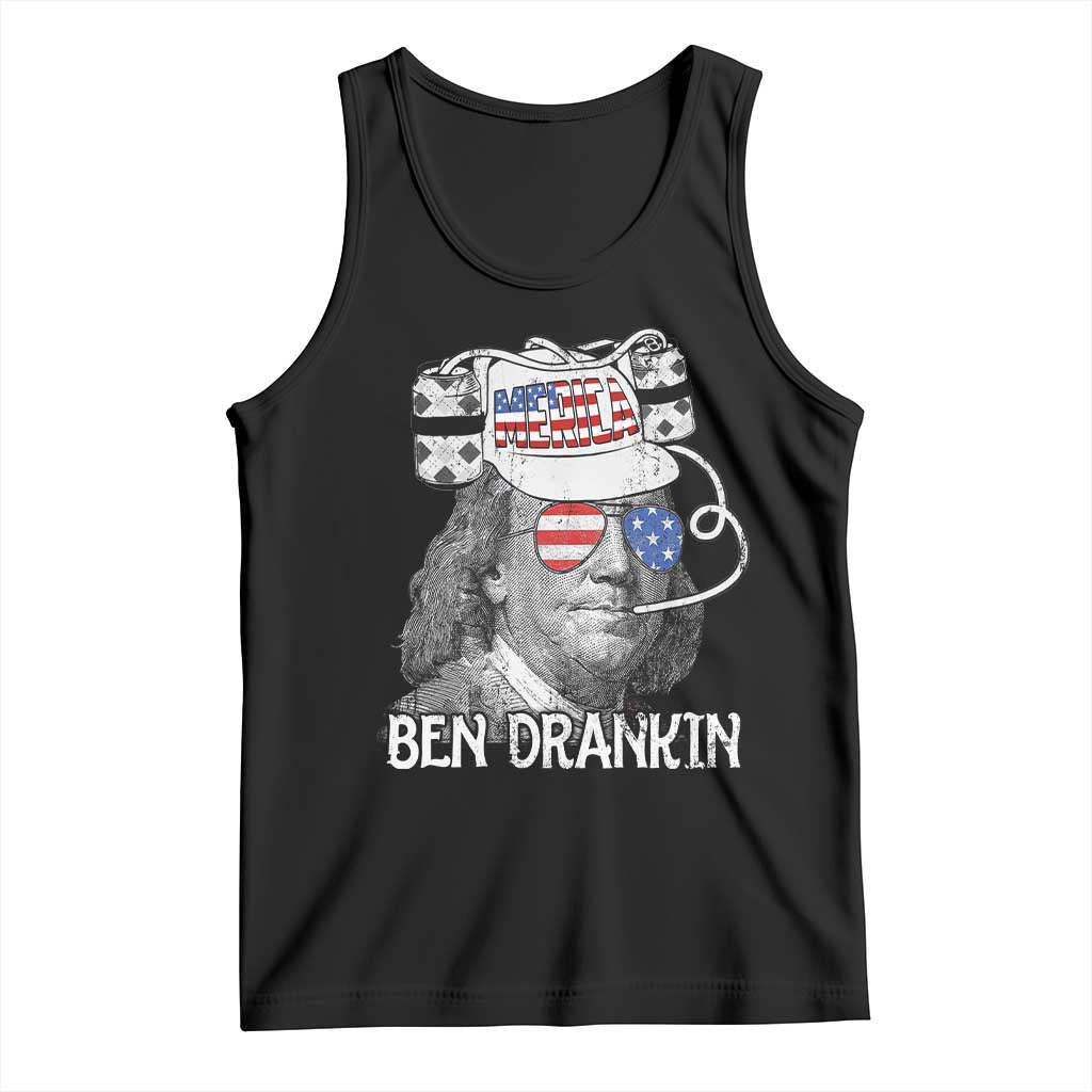 4th of July Ben Drankin Tank Top Funny Benjamin Franklin USA Flag - Wonder Print Shop
