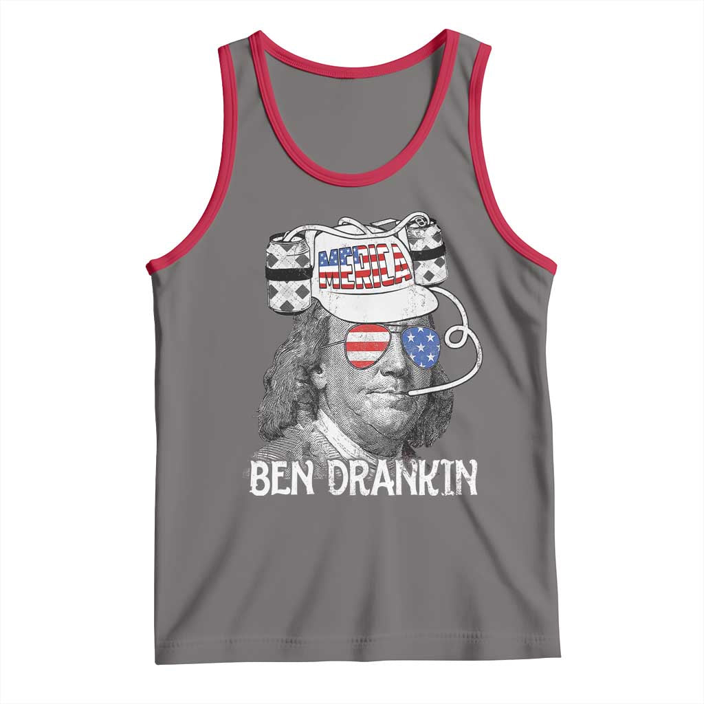 4th of July Ben Drankin Tank Top Funny Benjamin Franklin USA Flag - Wonder Print Shop