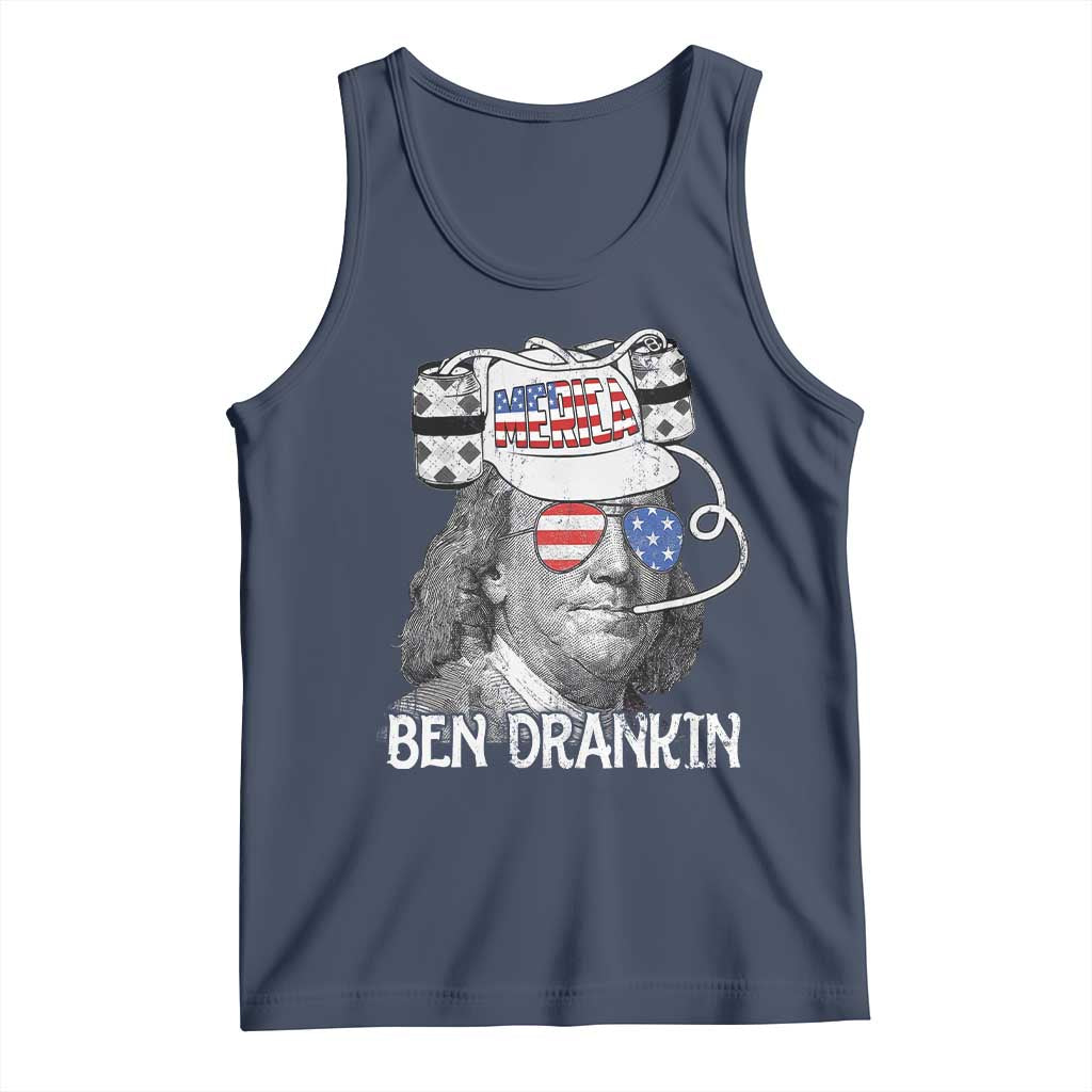 4th of July Ben Drankin Tank Top Funny Benjamin Franklin USA Flag - Wonder Print Shop