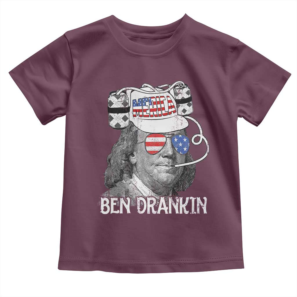 4th of July Ben Drankin Toddler T Shirt Funny Benjamin Franklin USA Flag - Wonder Print Shop
