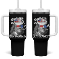 4th of July Ben Drankin Tumbler With Handle Funny Benjamin Franklin USA Flag - Wonder Print Shop