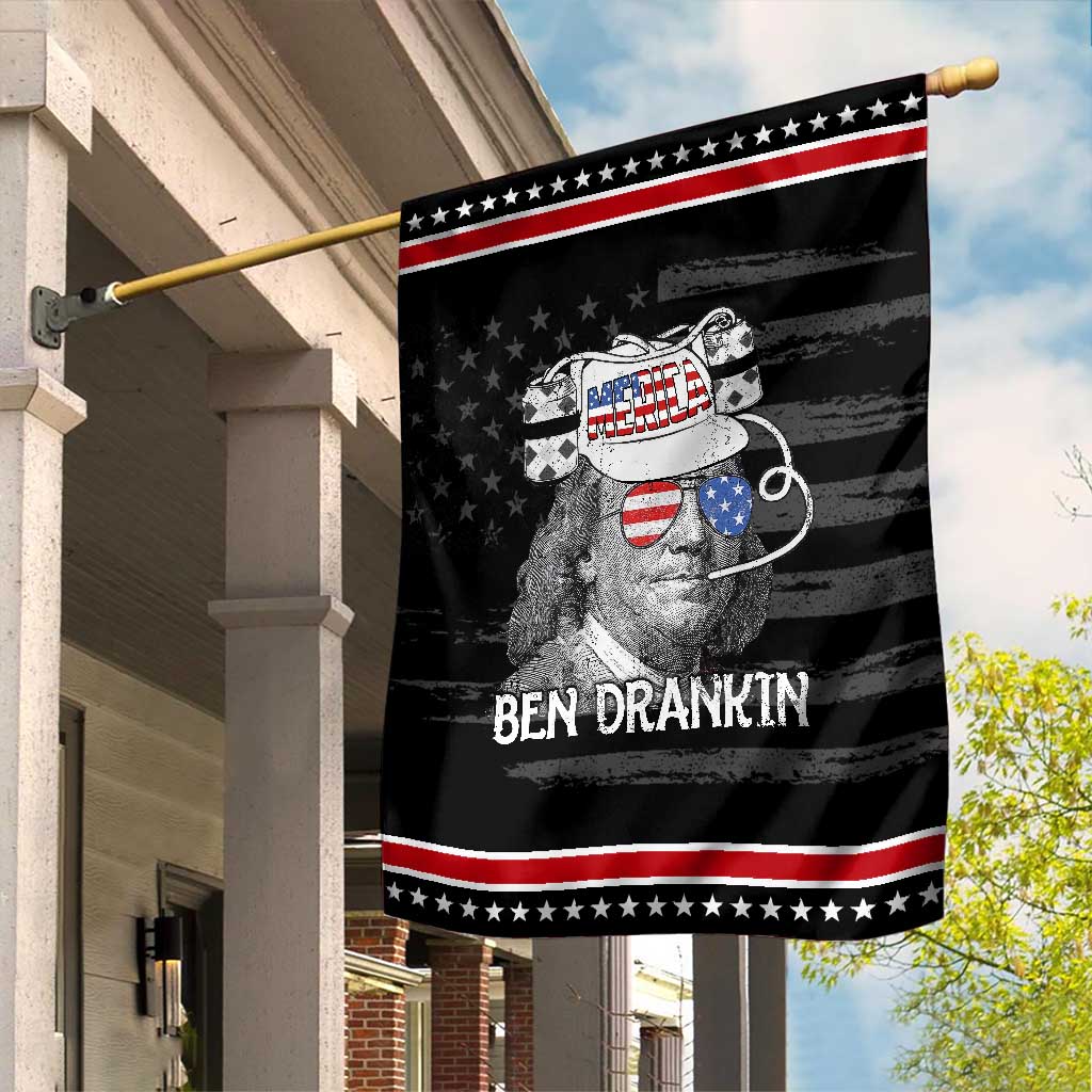 4th of July Ben Drankin Garden Flag Funny Benjamin Franklin USA Flag