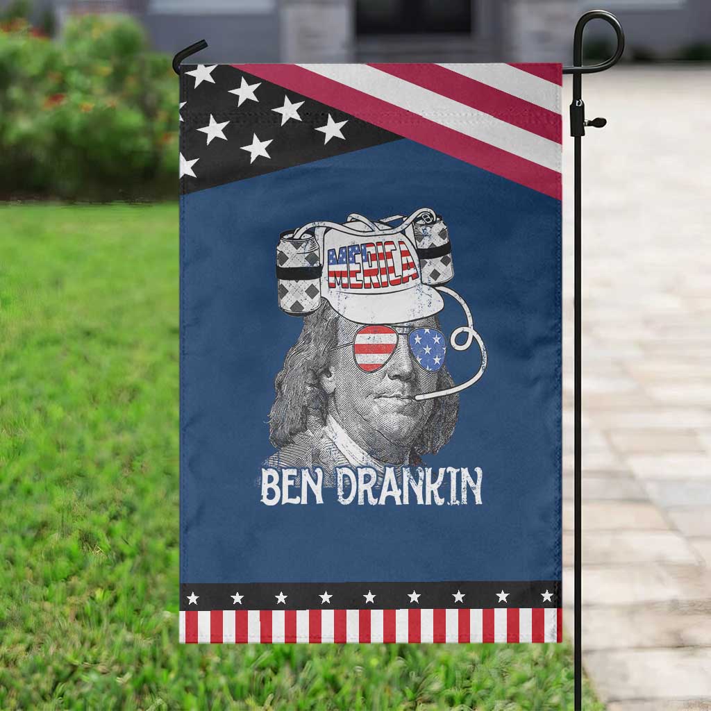 4th of July Ben Drankin Garden Flag Funny Benjamin Franklin USA Flag