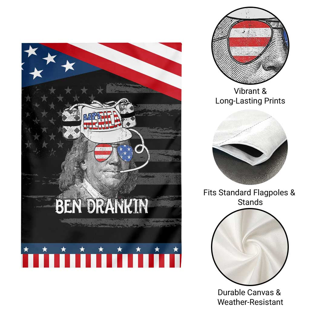4th of July Ben Drankin Garden Flag Funny Benjamin Franklin USA Flag
