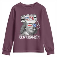 4th of July Ben Drankin Youth Sweatshirt Funny Benjamin Franklin USA Flag - Wonder Print Shop