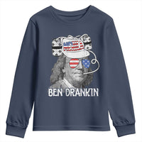 4th of July Ben Drankin Youth Sweatshirt Funny Benjamin Franklin USA Flag - Wonder Print Shop