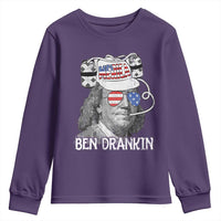 4th of July Ben Drankin Youth Sweatshirt Funny Benjamin Franklin USA Flag - Wonder Print Shop