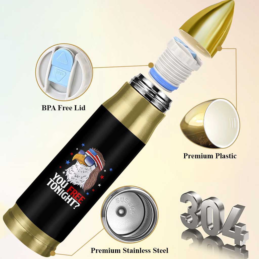 Funny 4th of July Bullet Tumbler Patriotic Bald Eagle You Free Tonight - Wonder Print Shop