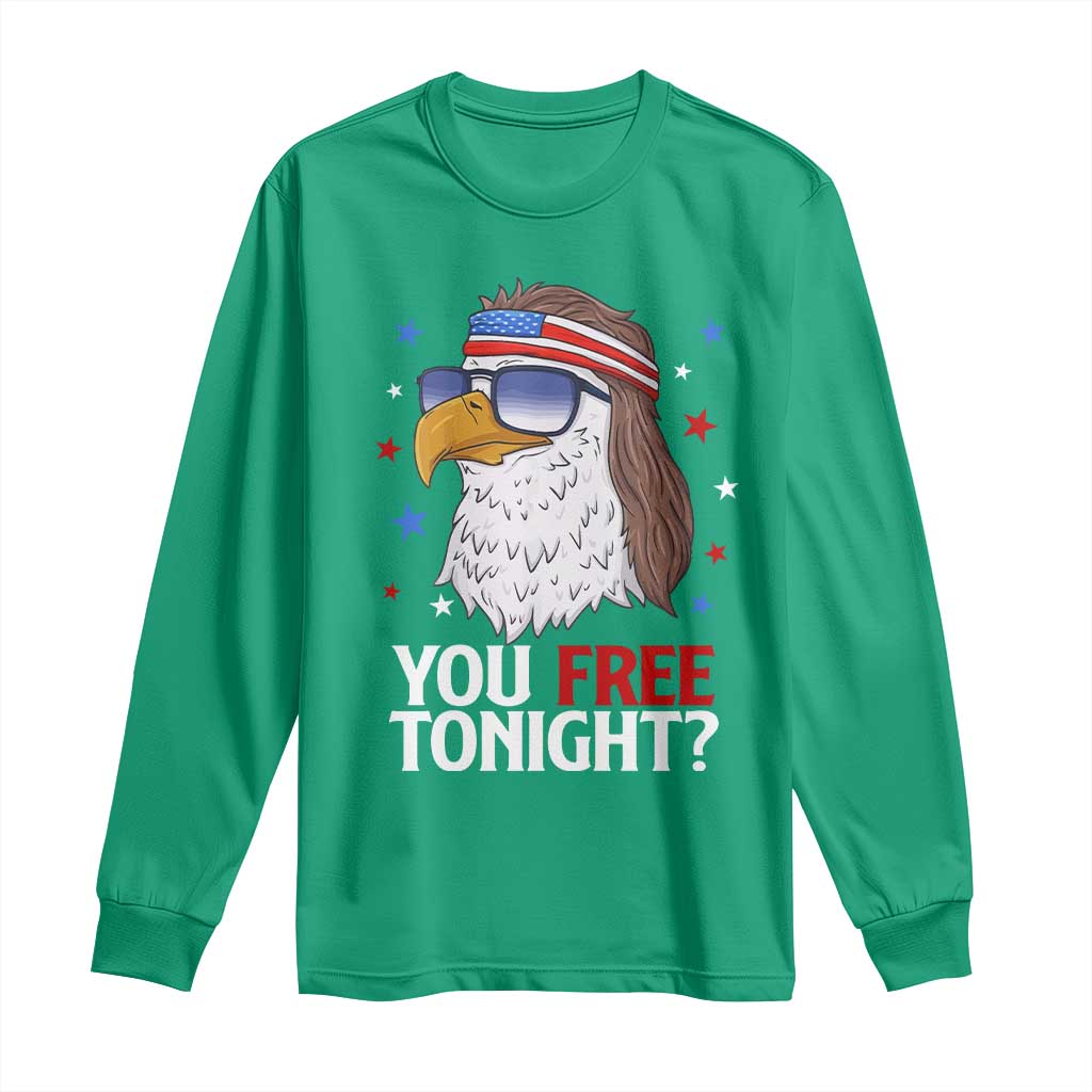 Funny 4th of July Long Sleeve Shirt Patriotic Bald Eagle You Free Tonight - Wonder Print Shop