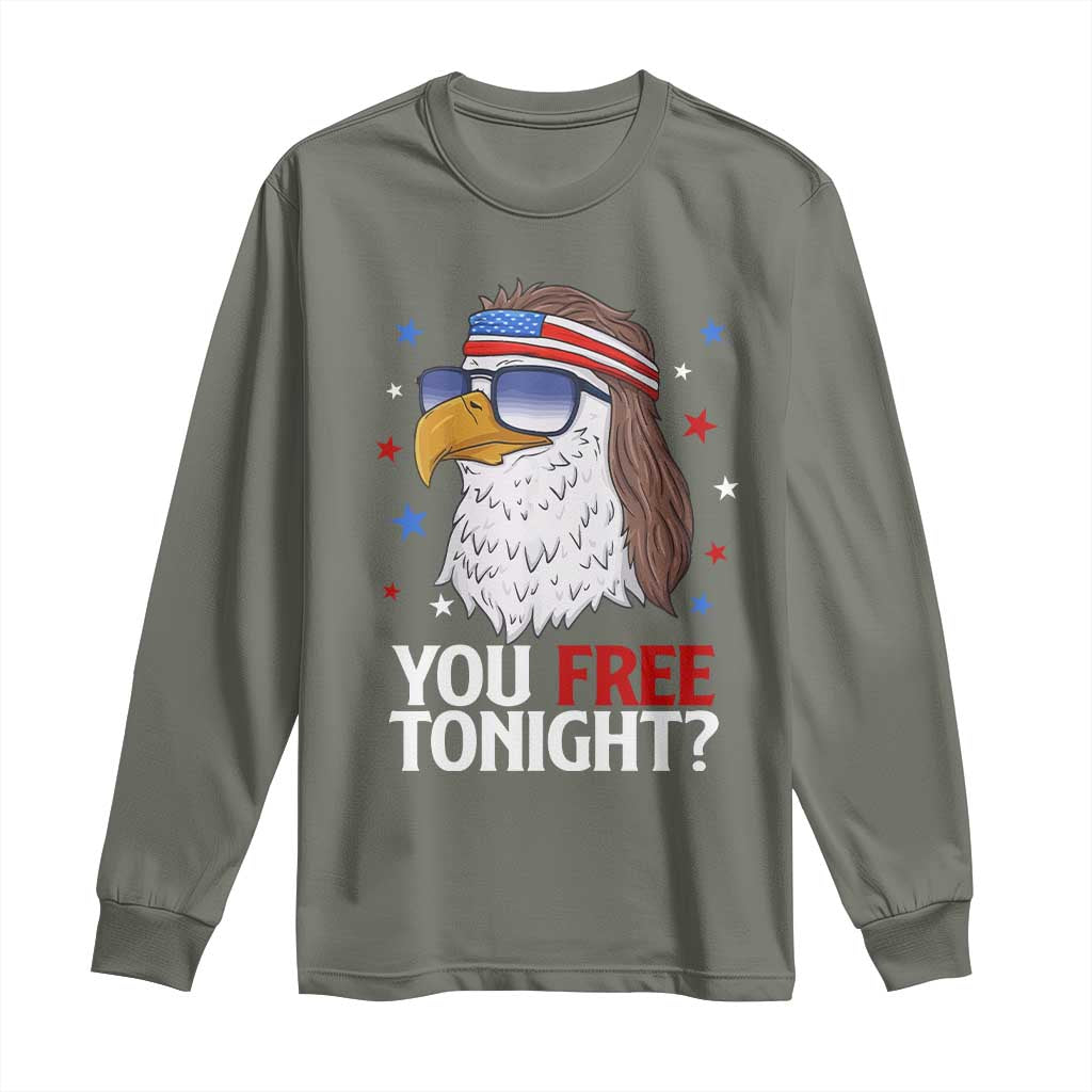 Funny 4th of July Long Sleeve Shirt Patriotic Bald Eagle You Free Tonight - Wonder Print Shop