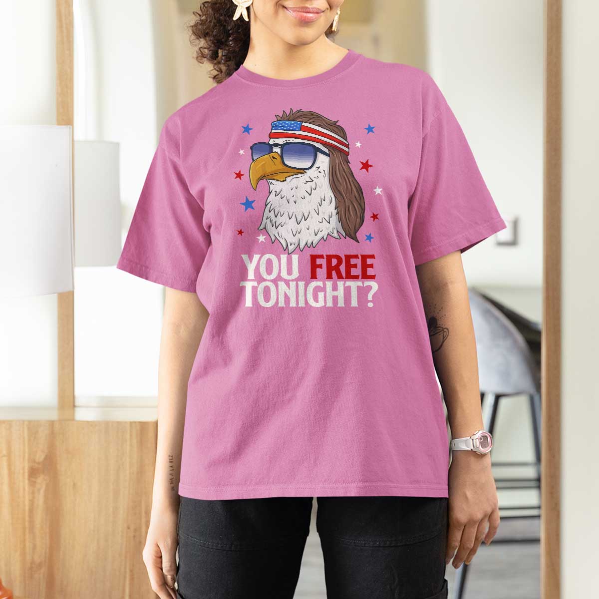 Funny 4th of July T Shirt For Women Patriotic Bald Eagle You Free Tonight - Wonder Print Shop