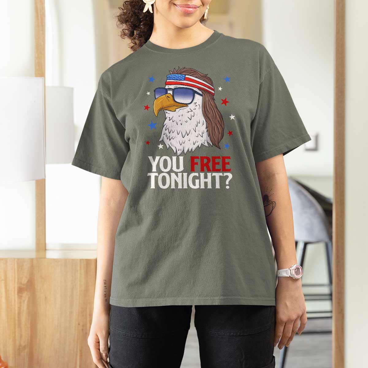 Funny 4th of July T Shirt For Women Patriotic Bald Eagle You Free Tonight - Wonder Print Shop