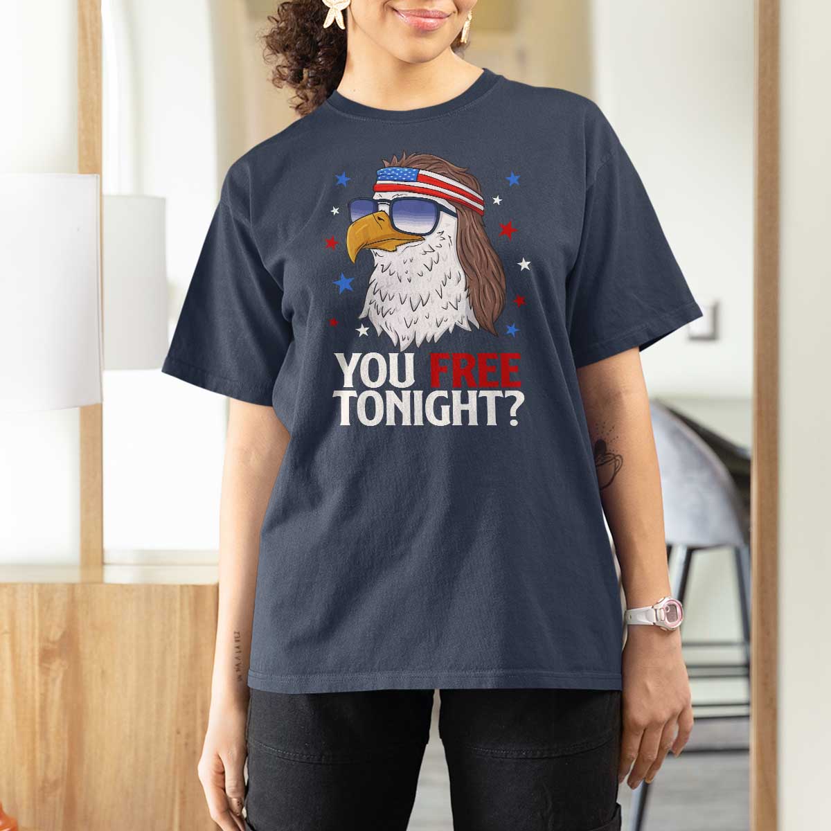 Funny 4th of July T Shirt For Women Patriotic Bald Eagle You Free Tonight - Wonder Print Shop