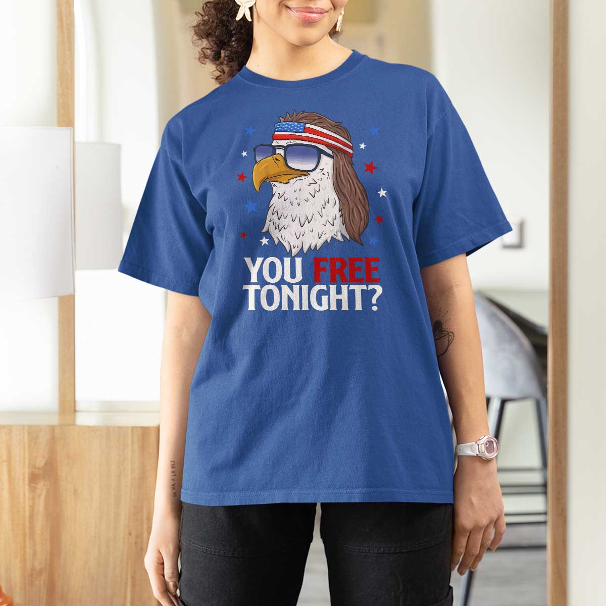 Funny 4th of July T Shirt For Women Patriotic Bald Eagle You Free Tonight - Wonder Print Shop