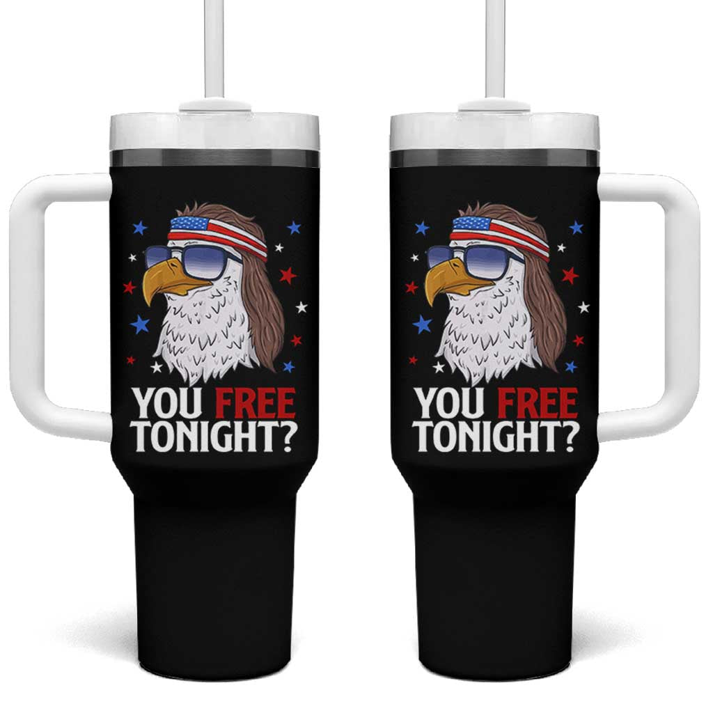 Funny 4th of July Tumbler With Handle Patriotic Bald Eagle You Free Tonight - Wonder Print Shop