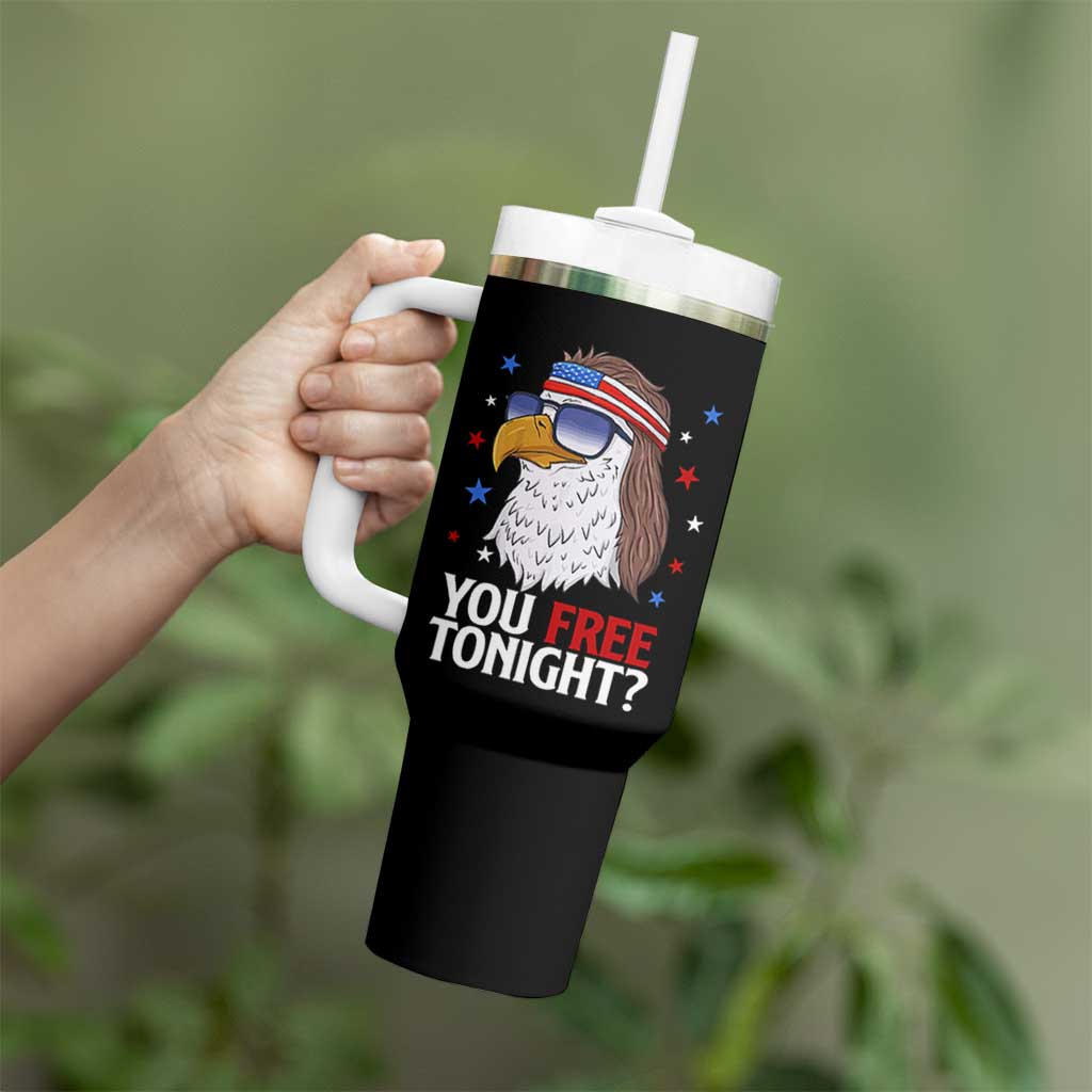 Funny 4th of July Tumbler With Handle Patriotic Bald Eagle You Free Tonight - Wonder Print Shop