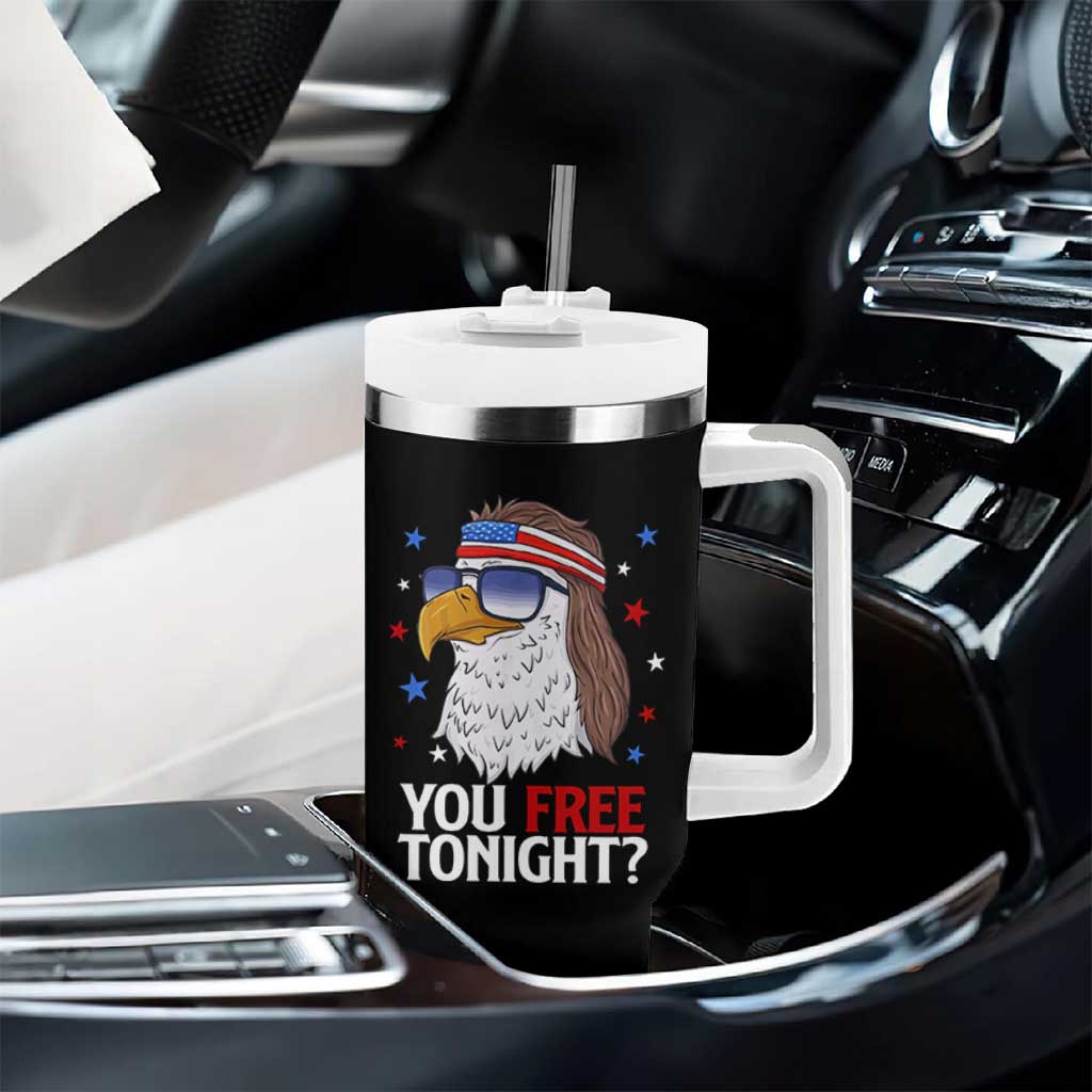 Funny 4th of July Tumbler With Handle Patriotic Bald Eagle You Free Tonight - Wonder Print Shop