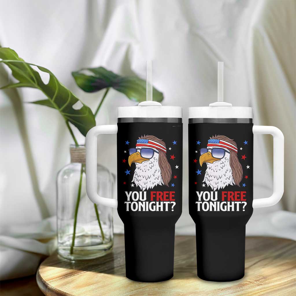 Funny 4th of July Tumbler With Handle Patriotic Bald Eagle You Free Tonight - Wonder Print Shop