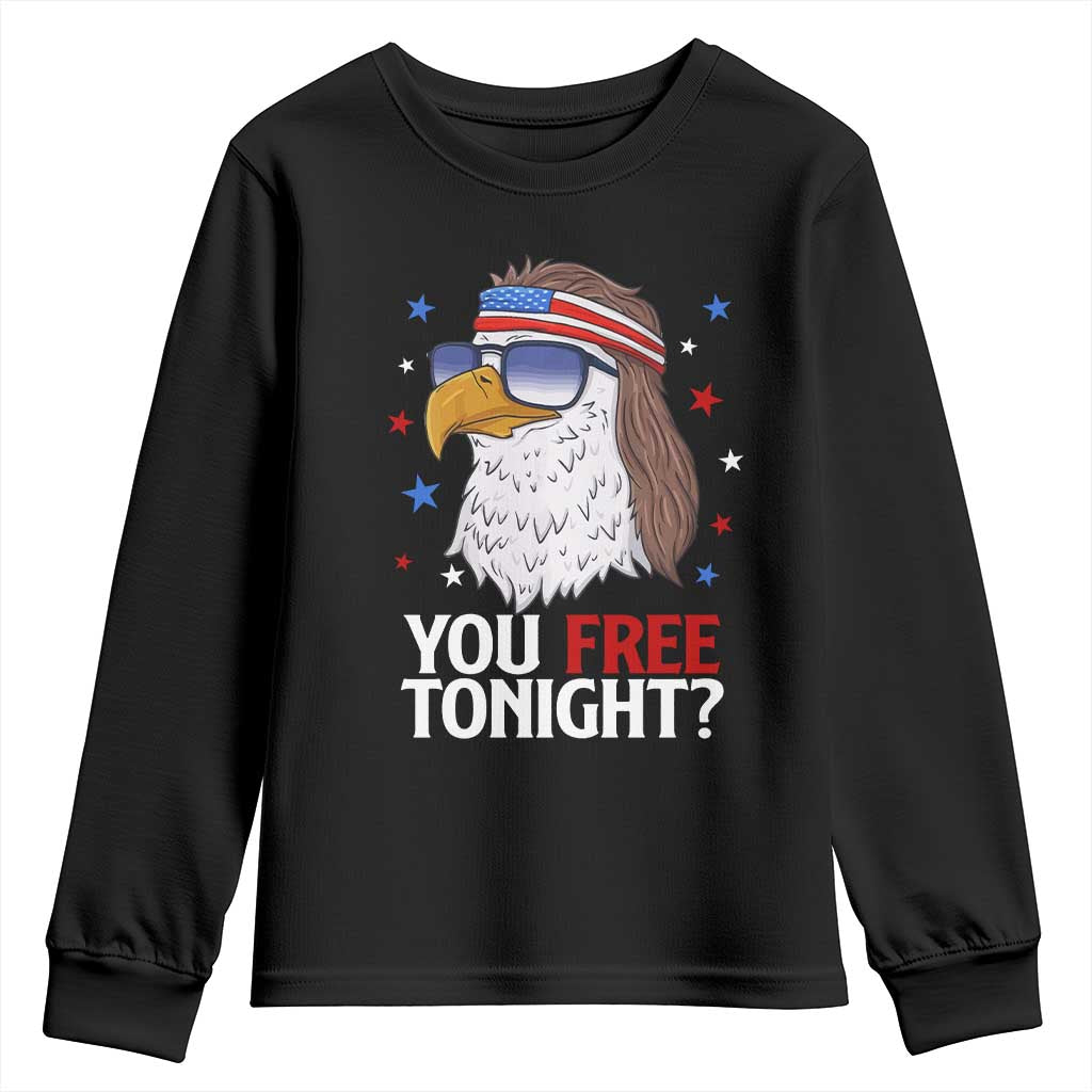 Funny 4th of July Youth Sweatshirt Patriotic Bald Eagle You Free Tonight - Wonder Print Shop