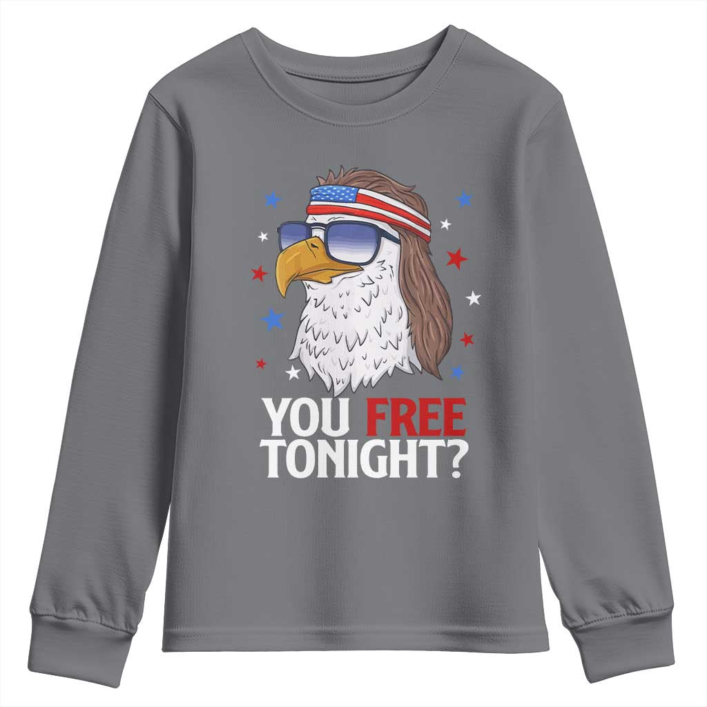 Funny 4th of July Youth Sweatshirt Patriotic Bald Eagle You Free Tonight - Wonder Print Shop