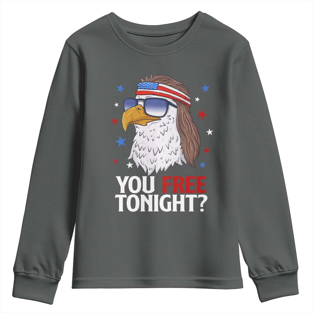 Funny 4th of July Youth Sweatshirt Patriotic Bald Eagle You Free Tonight - Wonder Print Shop