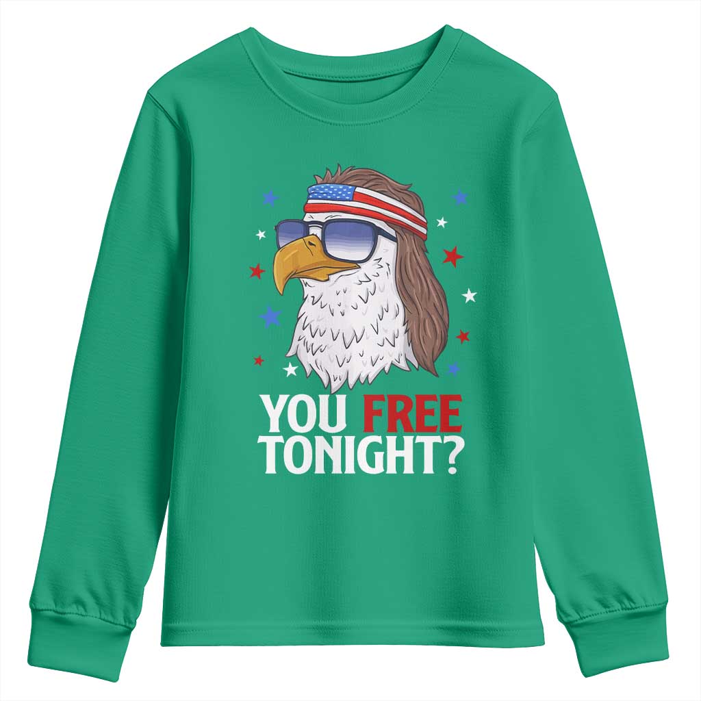 Funny 4th of July Youth Sweatshirt Patriotic Bald Eagle You Free Tonight - Wonder Print Shop
