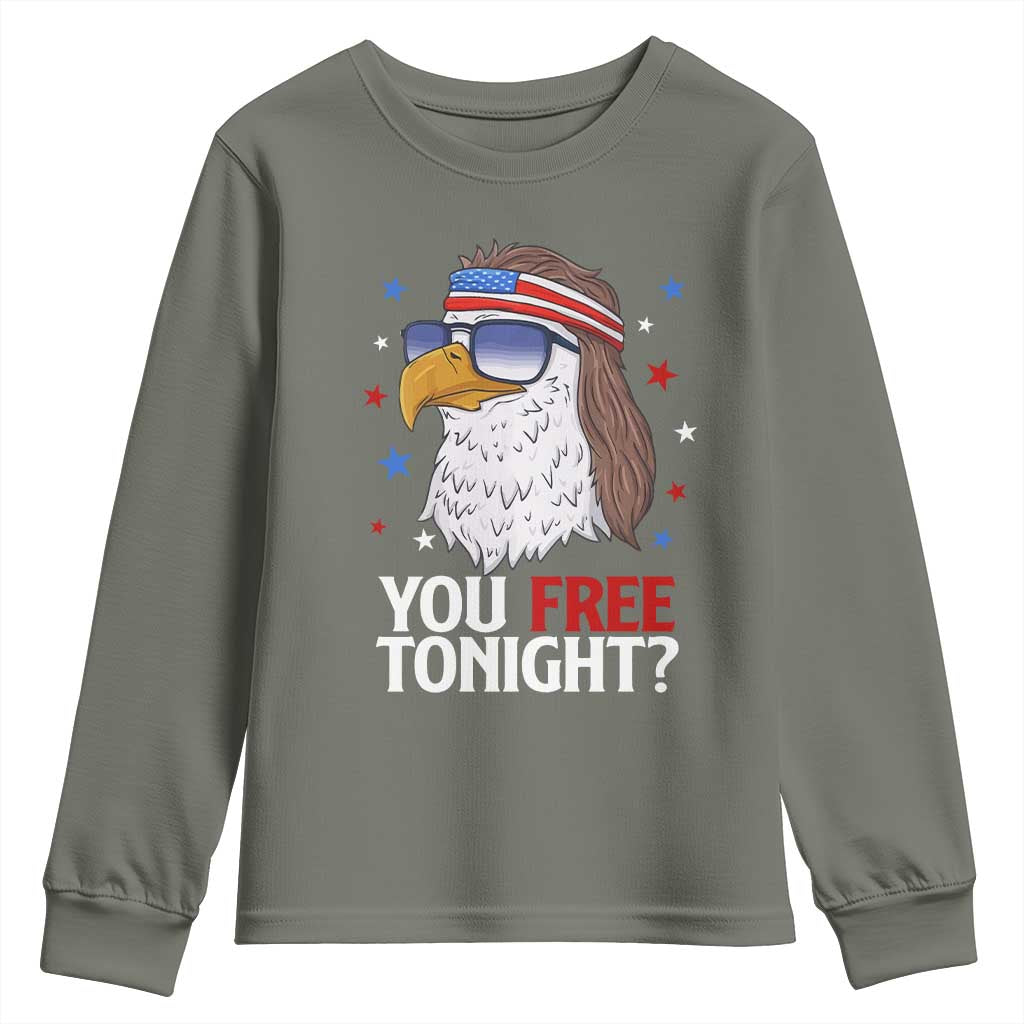 Funny 4th of July Youth Sweatshirt Patriotic Bald Eagle You Free Tonight - Wonder Print Shop