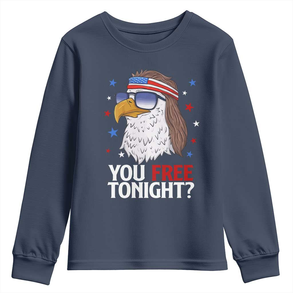Funny 4th of July Youth Sweatshirt Patriotic Bald Eagle You Free Tonight - Wonder Print Shop