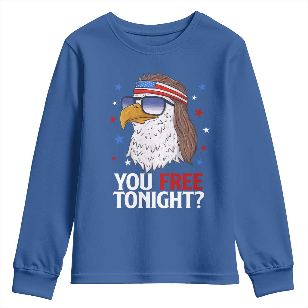 Funny 4th of July Youth Sweatshirt Patriotic Bald Eagle You Free Tonight - Wonder Print Shop