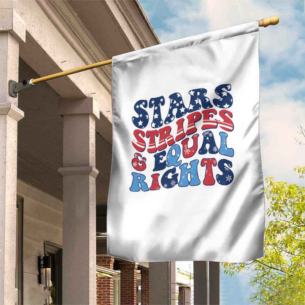 Stars Stripes And Equal Rights Garden Flag Groovy Retro 4th Of July - Wonder Print Shop