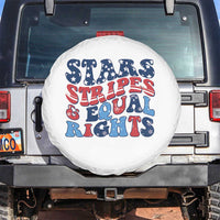 Stars Stripes And Equal Rights Spare Tire Cover Groovy Retro 4th Of July - Wonder Print Shop